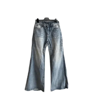 BALENCIAGA Light Blue Retro Flared Jeans: Unisex Street Style