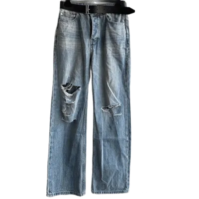 Balenciaga Light Blue Ripped Jeans | Unisex Streetwear Pants