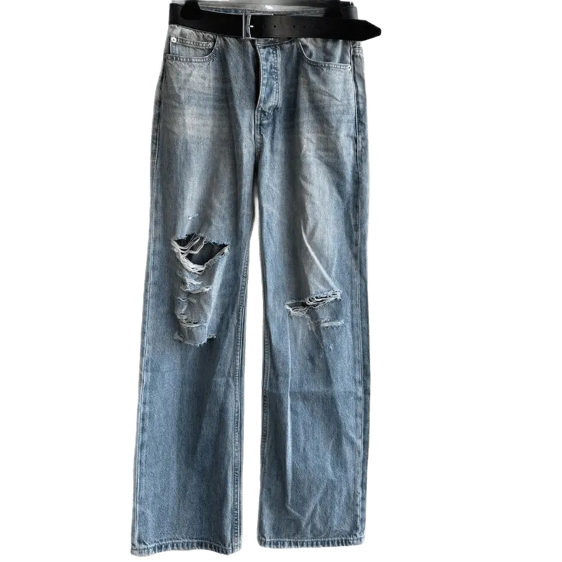 Balenciaga Light Blue Ripped Jeans | Unisex Streetwear Pants