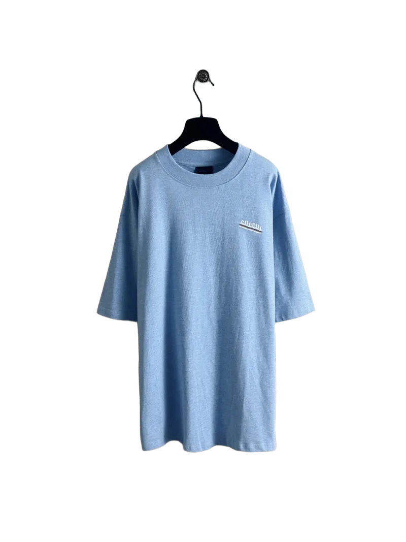 Balenciaga Light Blue Cotton Logo T-Shirt Unisex Casual