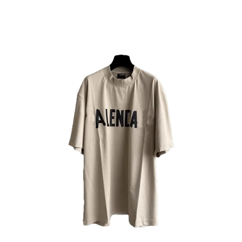 Balenciaga Unisex Logo Cotton T-Shirt - Beige Streetwear