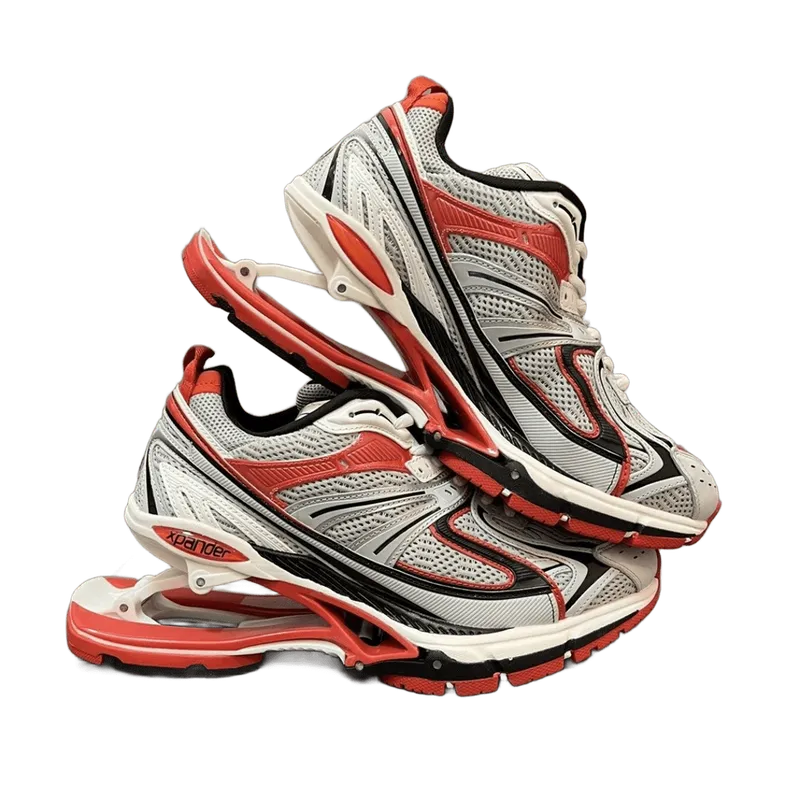 Balenciaga Grey/White/Red Mesh Tech Sneakers, Unisex