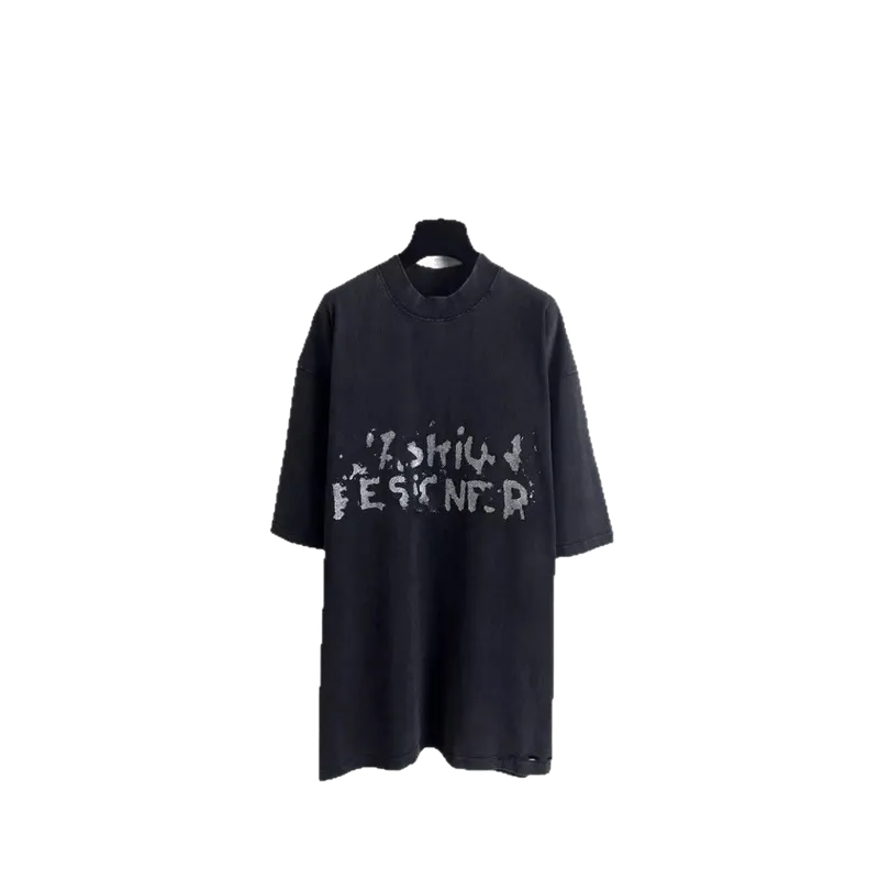 Balenciaga Black Unisex Streetwear Cotton T-Shirt with Print