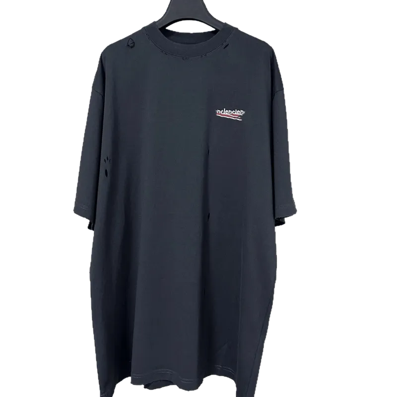Balenciaga Black Ripped Cotton T-Shirt: Unisex Streetwear