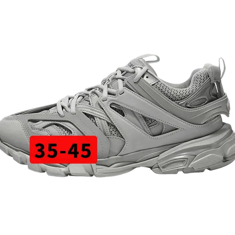 Balenciaga Silver-Gray Dad Shoes, Unisex Mesh Leather Sneakers