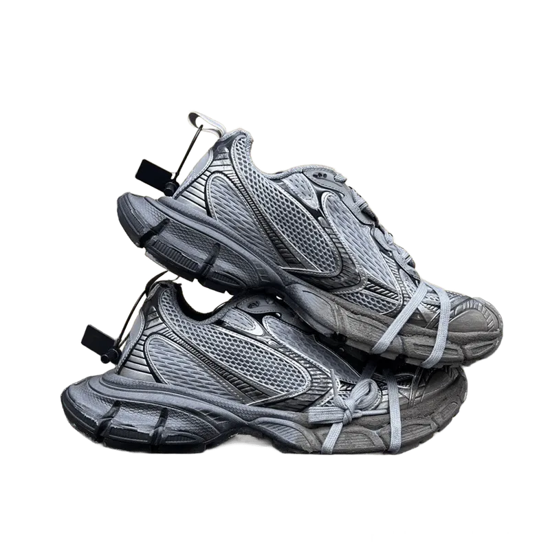 BALENCIAGA Silver Gray Dad Shoes: Breathable Unisex Streetwear