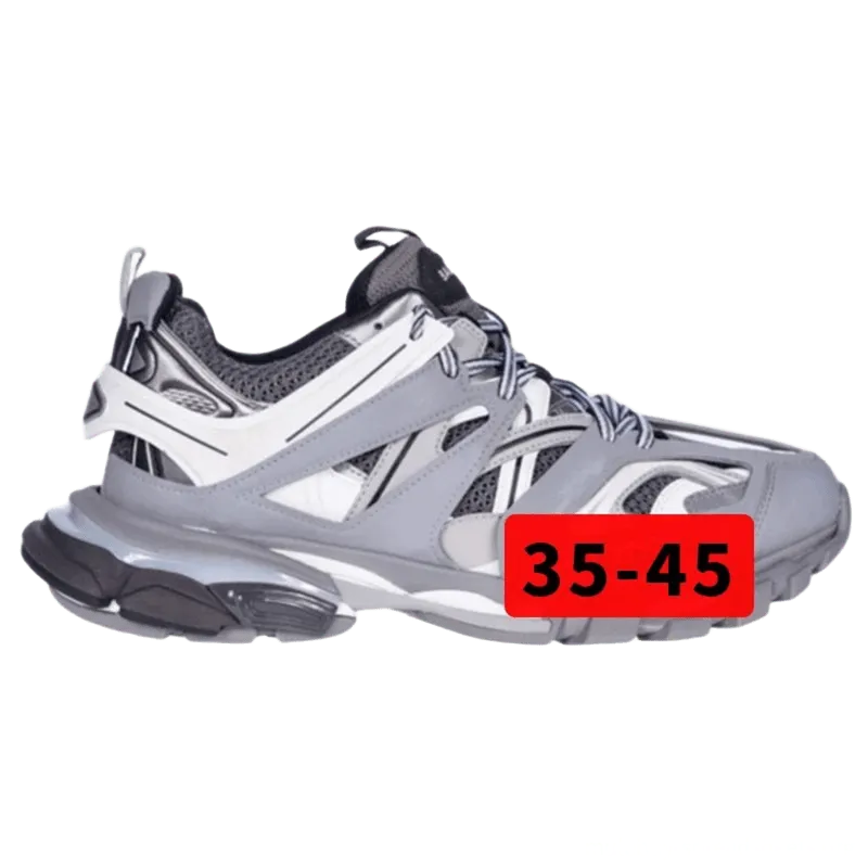 Balenciaga Silver Gray Mesh Leather Chunky Sneakers Unisex