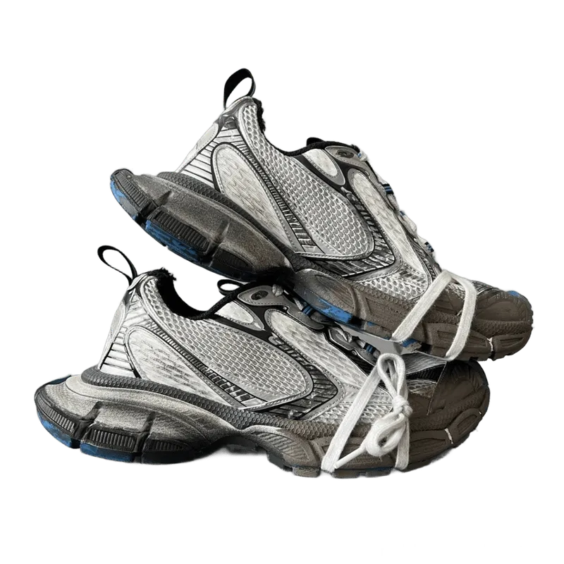 Balenciaga Silver Gray Retro Chunky Sneakers Mesh Leather Unisex