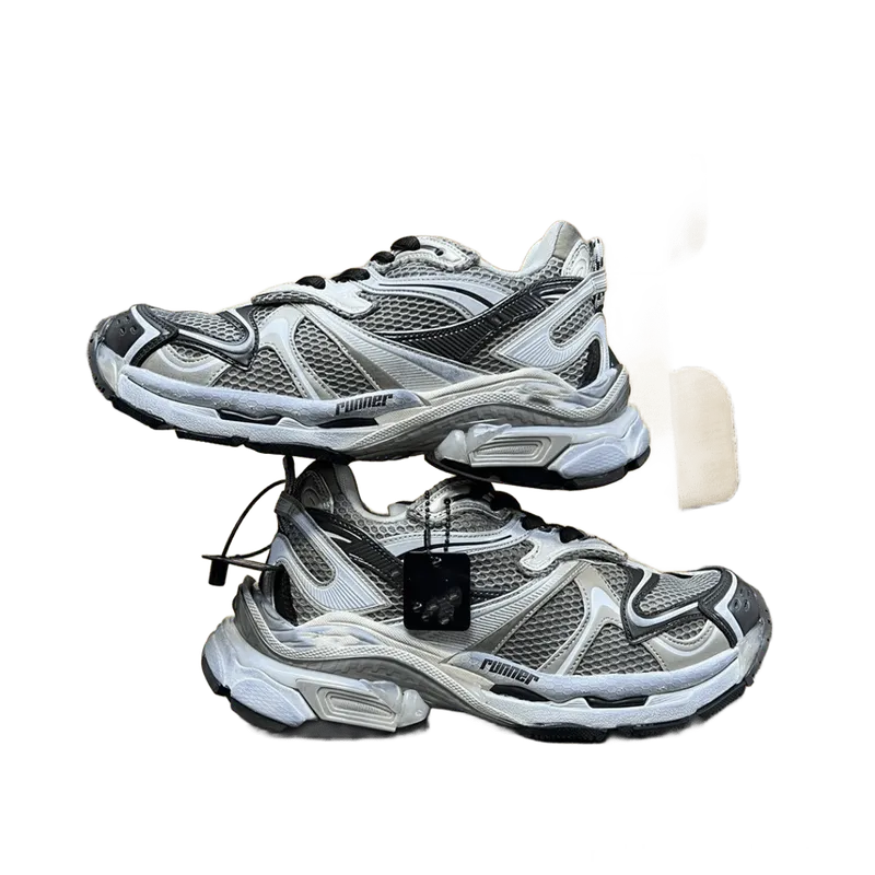 Balenciaga Silver Grey Mesh Leather Unisex Chunky Sneakers