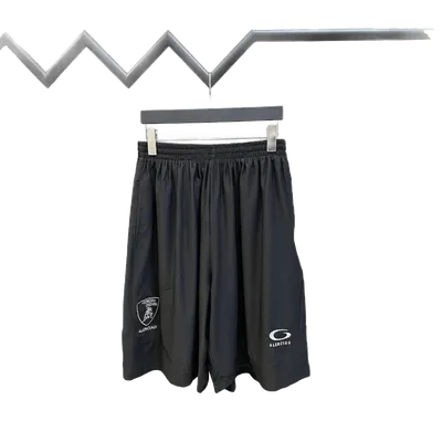 Balenciaga Unisex Sports Shorts: Black Logo, Comfort & Style
