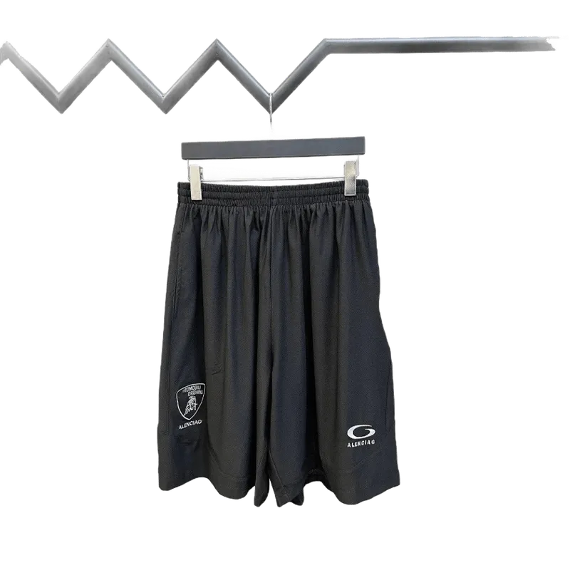 Balenciaga Unisex Sports Shorts: Black Logo, Comfort & Style