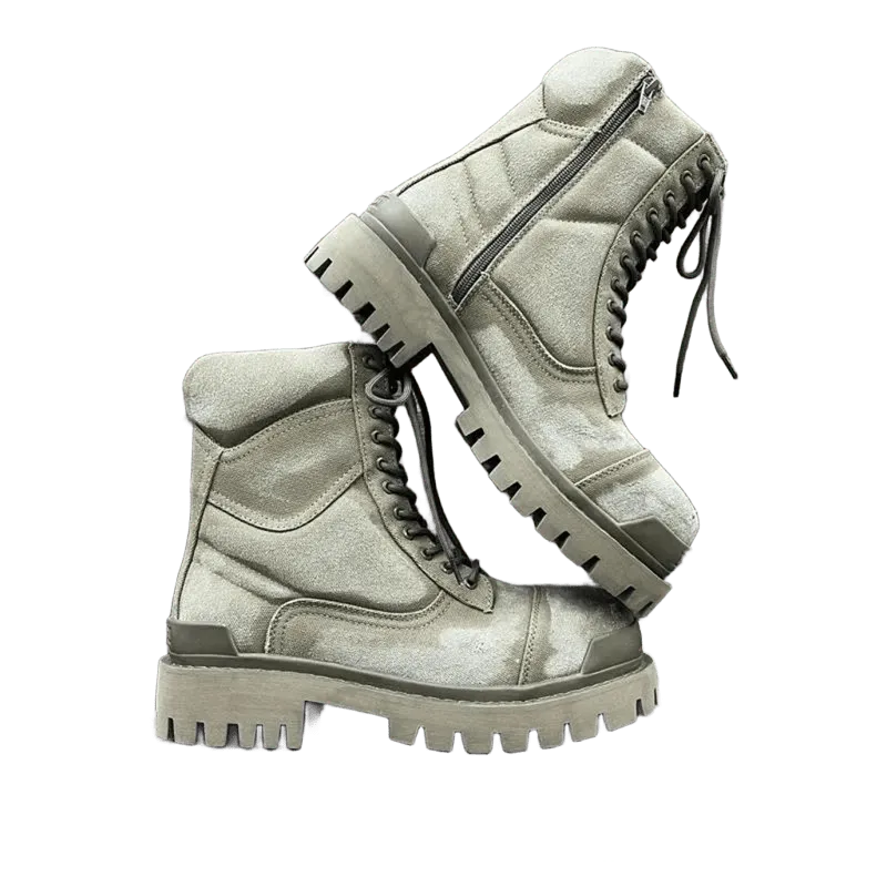 Balenciaga Light Grey Suede High-Top Zip Boots Unisex