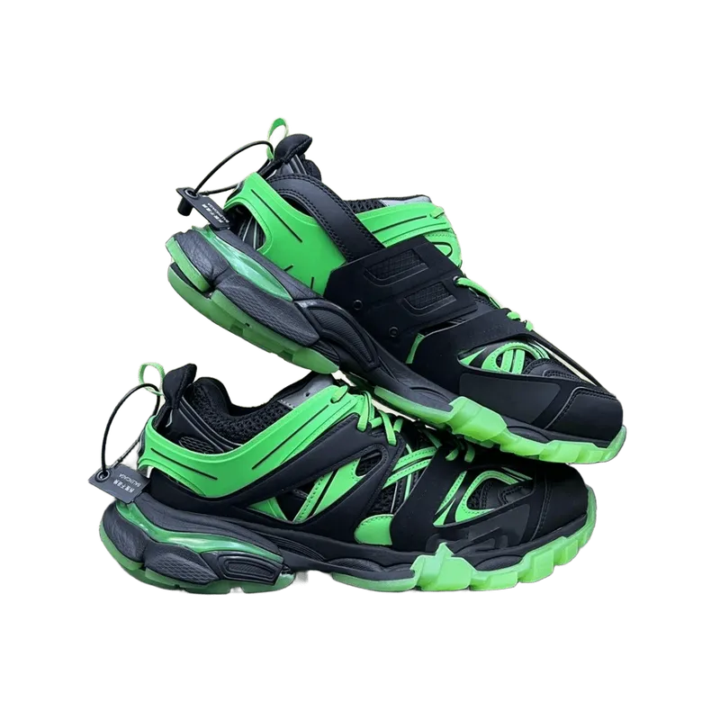 Balenciaga Track Black Green Mesh Leather Unisex Sneakers