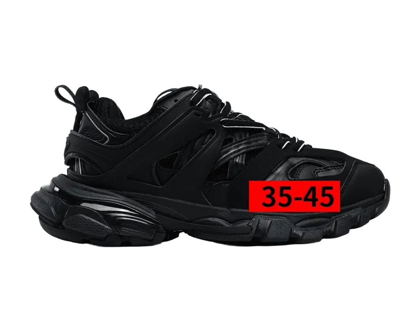 Balenciaga Triple S Black Leather Mesh Unisex Sneakers