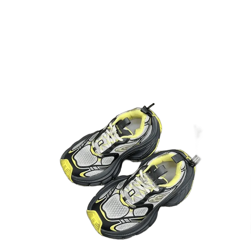 Balenciaga Triple S Grey Black Yellow Mesh Leather Sneakers