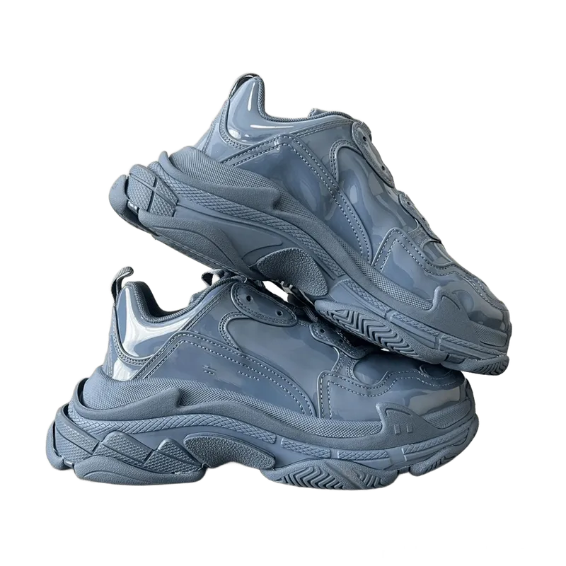 Balenciaga Triple S Light Blue Leather Chunky Sneakers Unisex