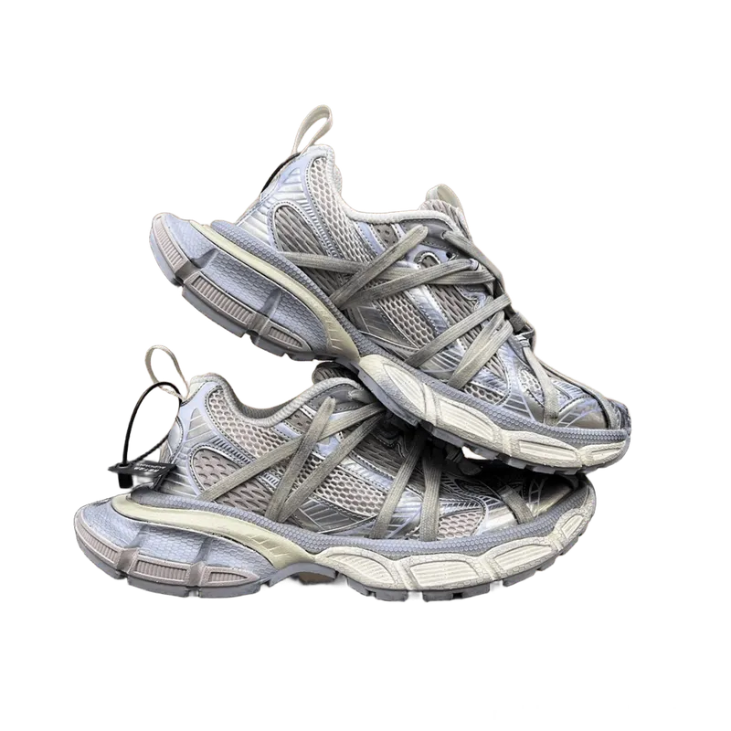 Balenciaga Silver Grey Triple S Mesh & Leather Dad Sneakers