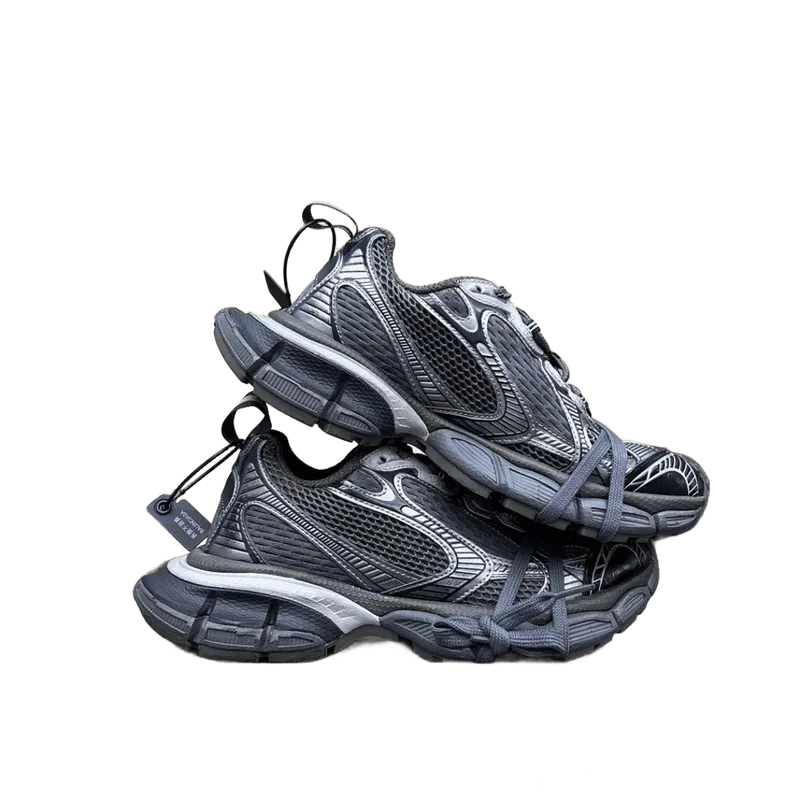 BALENCIAGA Triple S Silver Black 90s Retro Unisex Sneakers