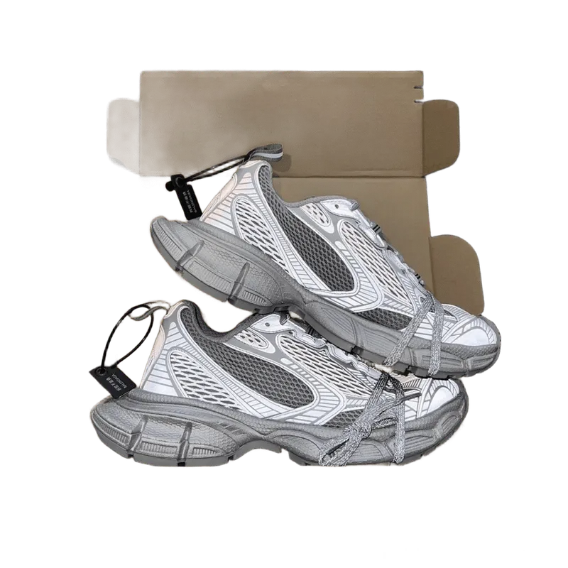 Balenciaga Triple S Silver-White Leather Mesh Sneakers