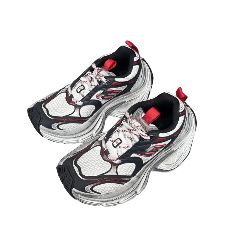 Balenciaga Triple S White Black Red Mesh Dad Sneakers