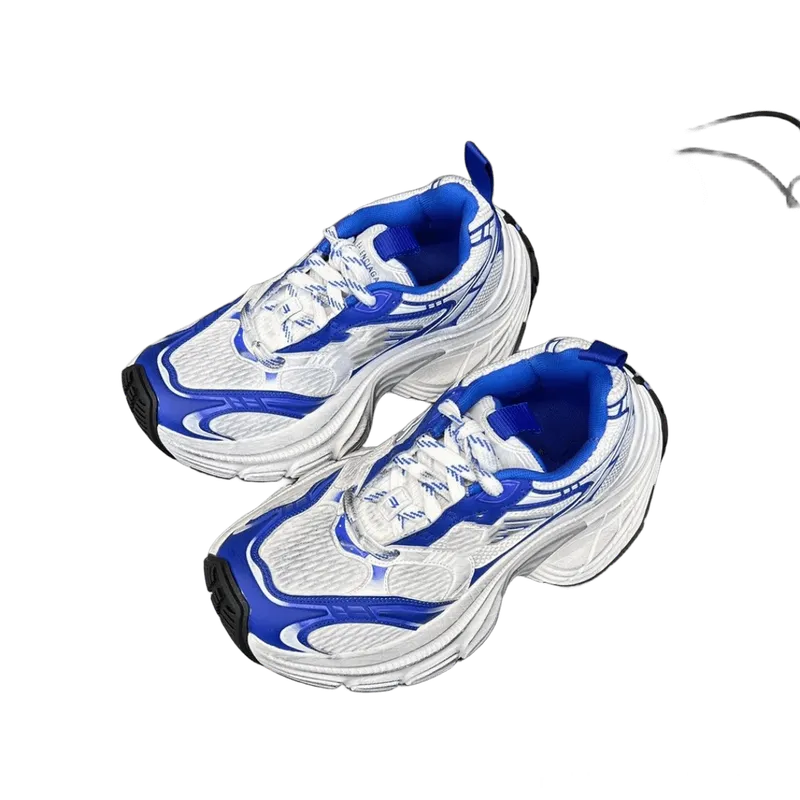 Balenciaga White Blue Mesh Retro Chunky Sneakers Unisex