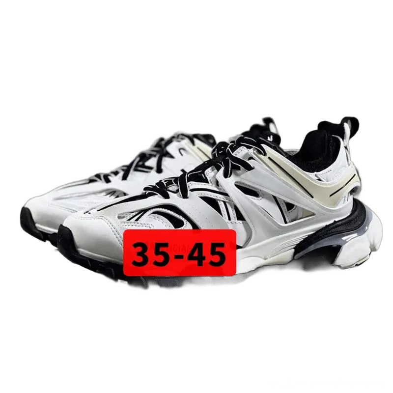 Balenciaga White Leather Unisex Dad Shoes Street Style