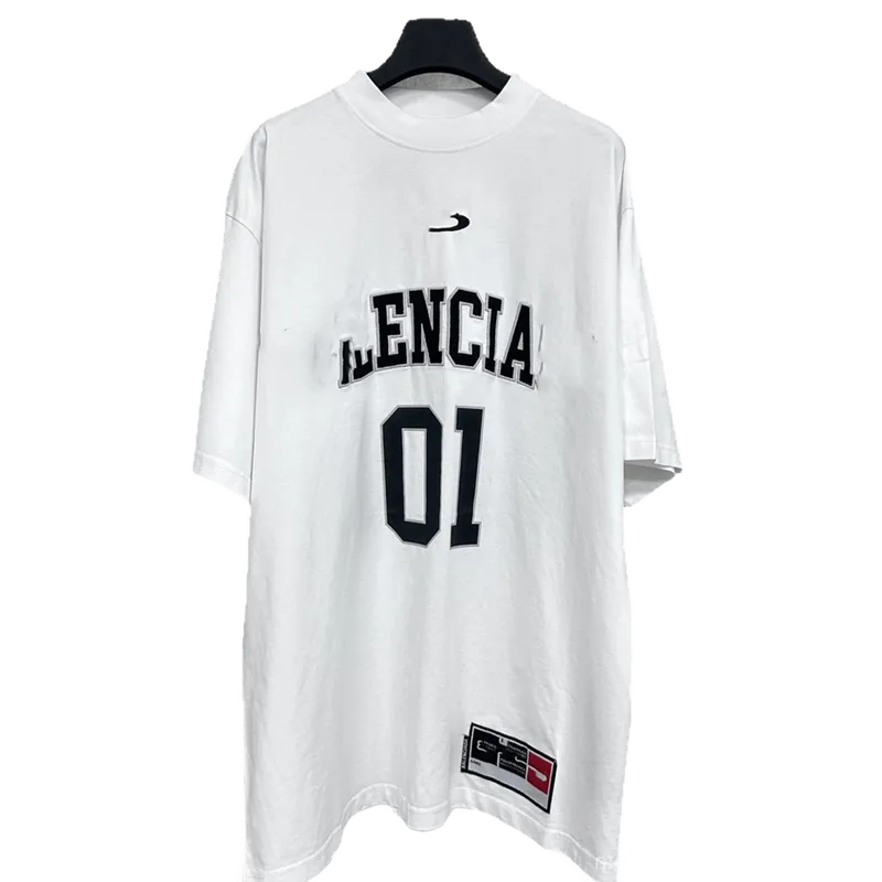 Balenciaga White Unisex T-Shirt w/ Logo & Numbers