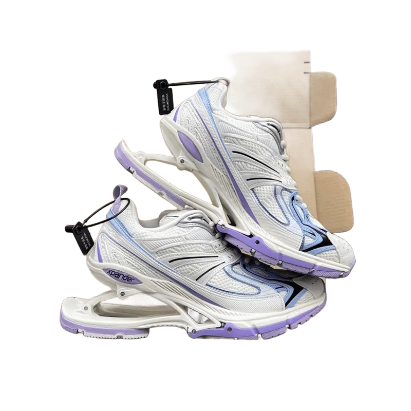 Balenciaga White Purple Chunky Sneakers | Avant-Garde Mesh