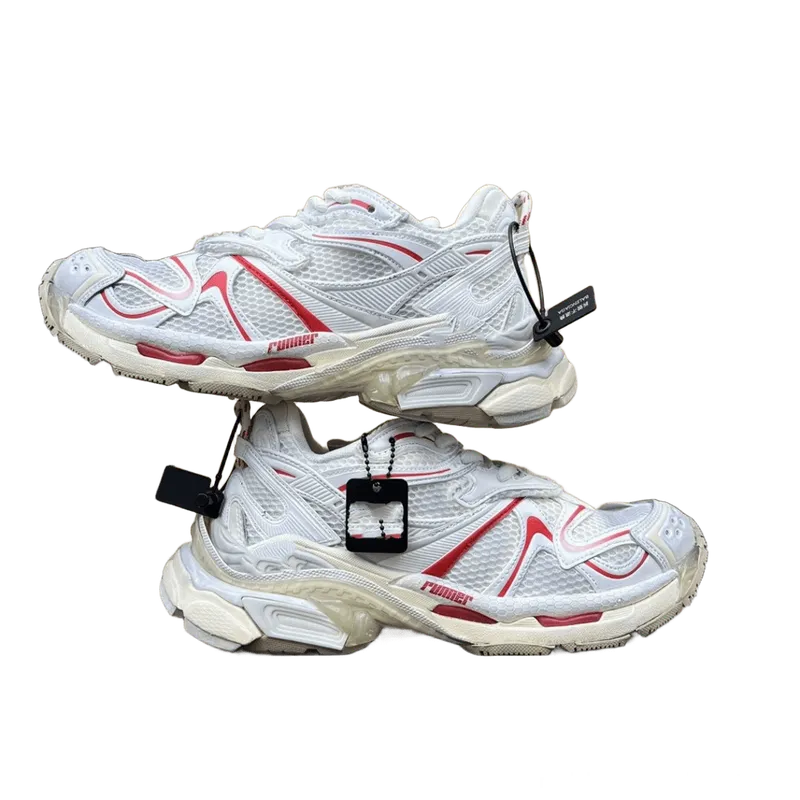 Balenciaga White/Red Mesh Sneakers - Unisex Fashion Shoes
