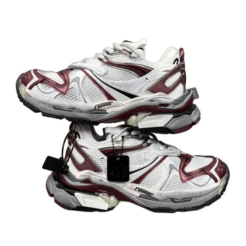 Balenciaga White Red Mesh Unisex Sneakers - Avant-Garde