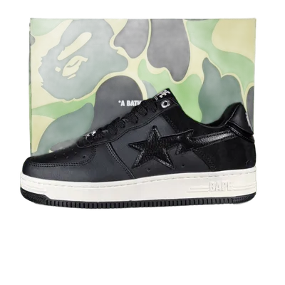 Bape Black Star Leather 90s Street Style Unisex Sneakers