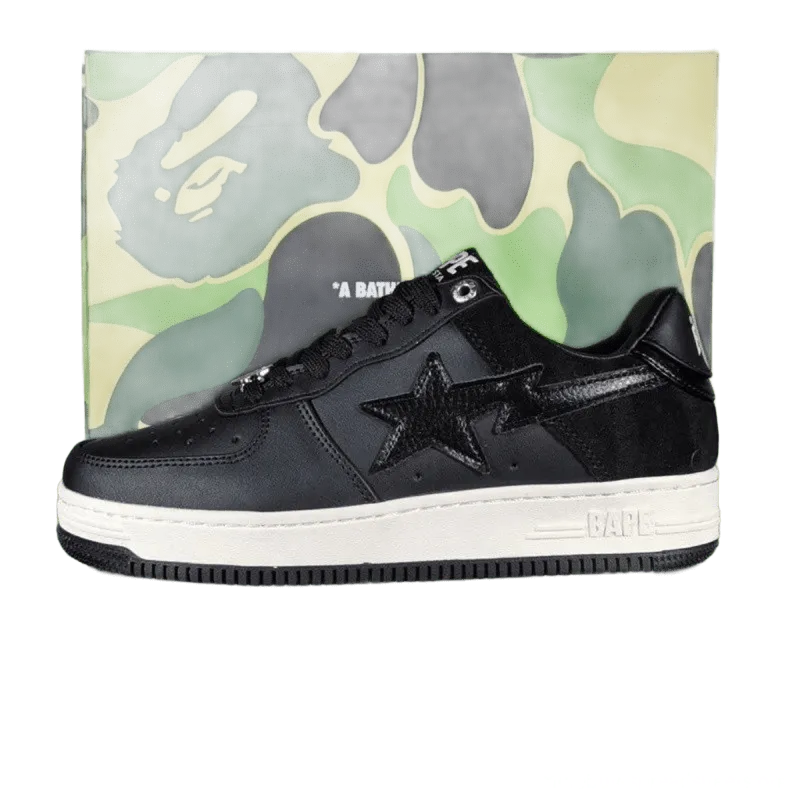Bape Black Star Leather 90s Street Style Unisex Sneakers