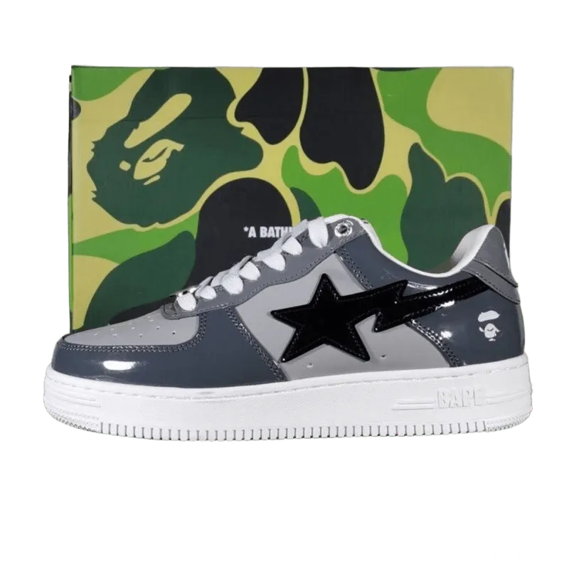 Bape Gray Star Logo Sneakers: Unisex 90s Streetwear