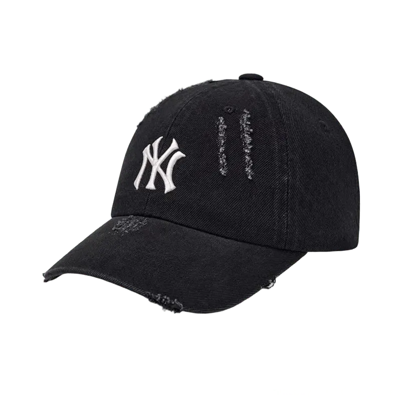 Calvin Klein Black Distressed Cotton Baseball Cap | Unisex Streetwear