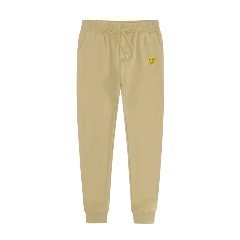CDG PLAY Beige Heart Logo Drawstring Pants - Unisex