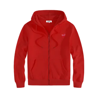 CDG PLAY Red Hoodie: Heart Logo, Unisex Cotton Streetwear
