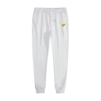 CDG PLAY White Casual Pants with Heart Logo