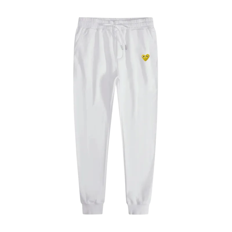 CDG PLAY White Casual Pants with Heart Logo