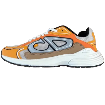 Dior B23 Orange Grey Canvas Retro Unisex Sneakers
