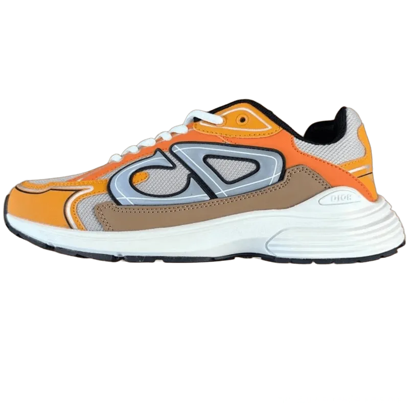 Dior B23 Orange Grey Canvas Retro Unisex Sneakers