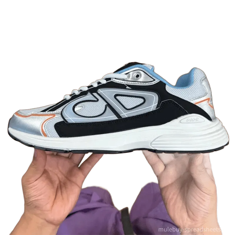 Dior B30 Silver-Black Sneakers: Unisex Urban Comfort
