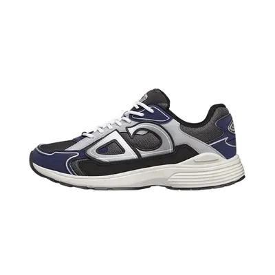 Dior Blue Black Retro Sneakers: Unisex Mesh & Leather Shoes