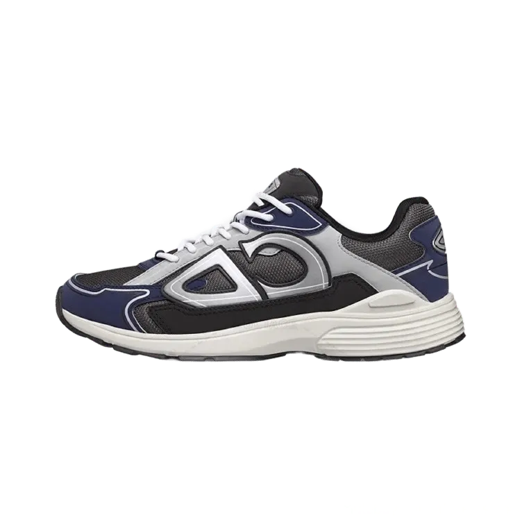 Dior Blue Black Retro Sneakers: Unisex Mesh & Leather Shoes