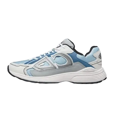 Dior Blue White Mesh Leather Geometric Sneakers