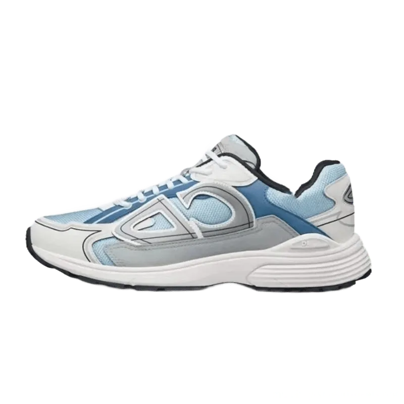 Dior Blue White Mesh Leather Geometric Sneakers