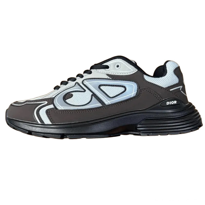 Dior Gray & Black Leather Mesh Sneakers - Unisex Walking Shoes