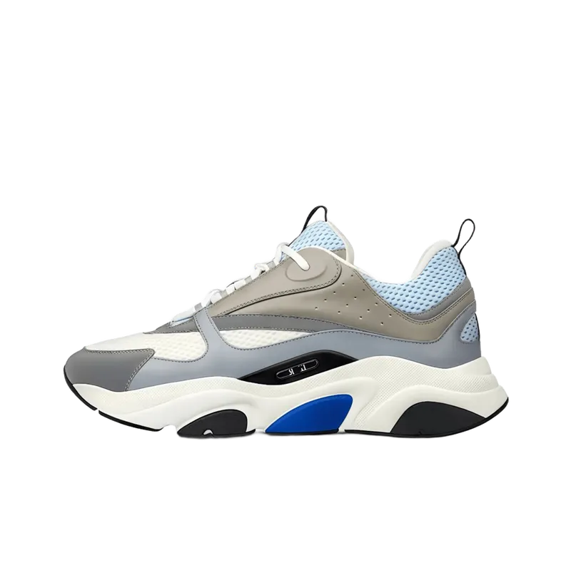 Dior Gray Blue Leather Mesh Sneakers - Unisex Casual Shoes