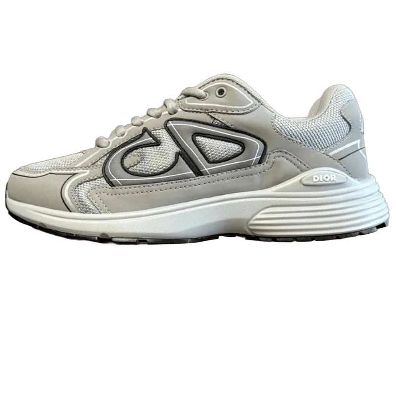 Dior Grey CD Logo Mesh Leather Sneakers