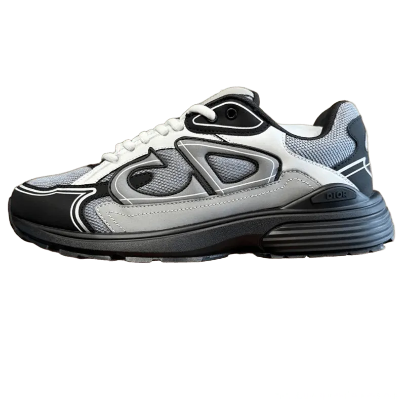 Dior Grey White Black Mesh Leather Unisex Sneakers