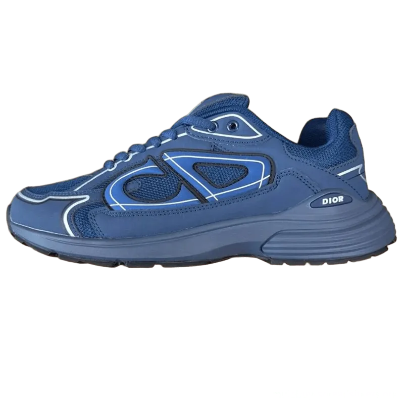 Dior Navy Blue Mesh Unisex Sneakers | Iconic Design